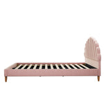 Bed Frame Double Size Scallop-Shape Bedhead Velvet/Boucle