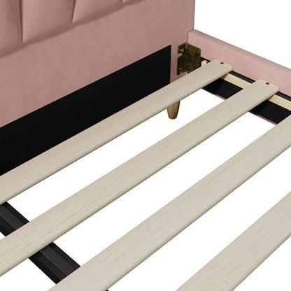 Bed Frame Double Size Scallop-Shape Bedhead White Boucle