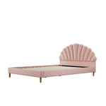 Bed Frame Double Size Scallop-Shape Bedhead Velvet/Boucle