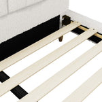 Boucle Bed Frame with Ottoman Set Scallop Shaped Sherpa Bedhead Double