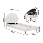 Boucle Bed Frame with Ottoman Set Scallop Shaped Sherpa Bedhead Single
