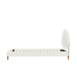Boucle Bed Frame with Ottoman Set Scallop Shaped Sherpa Bedhead Single
