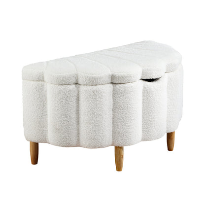 Boucle Bed Frame with Ottoman Set Scallop Shaped Sherpa Bedhead Single