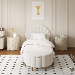 Boucle Bed Frame with Ottoman Set Scallop Shaped Sherpa Bedhead Single