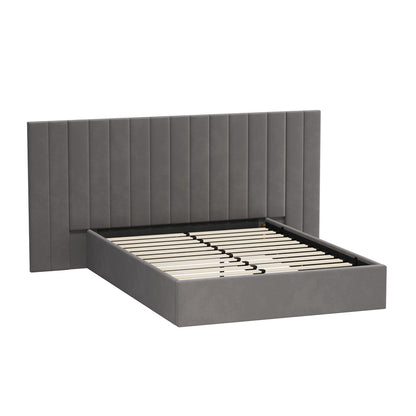 Bed Frame Double Gas Lift Storage Oversized Headboard Velvet