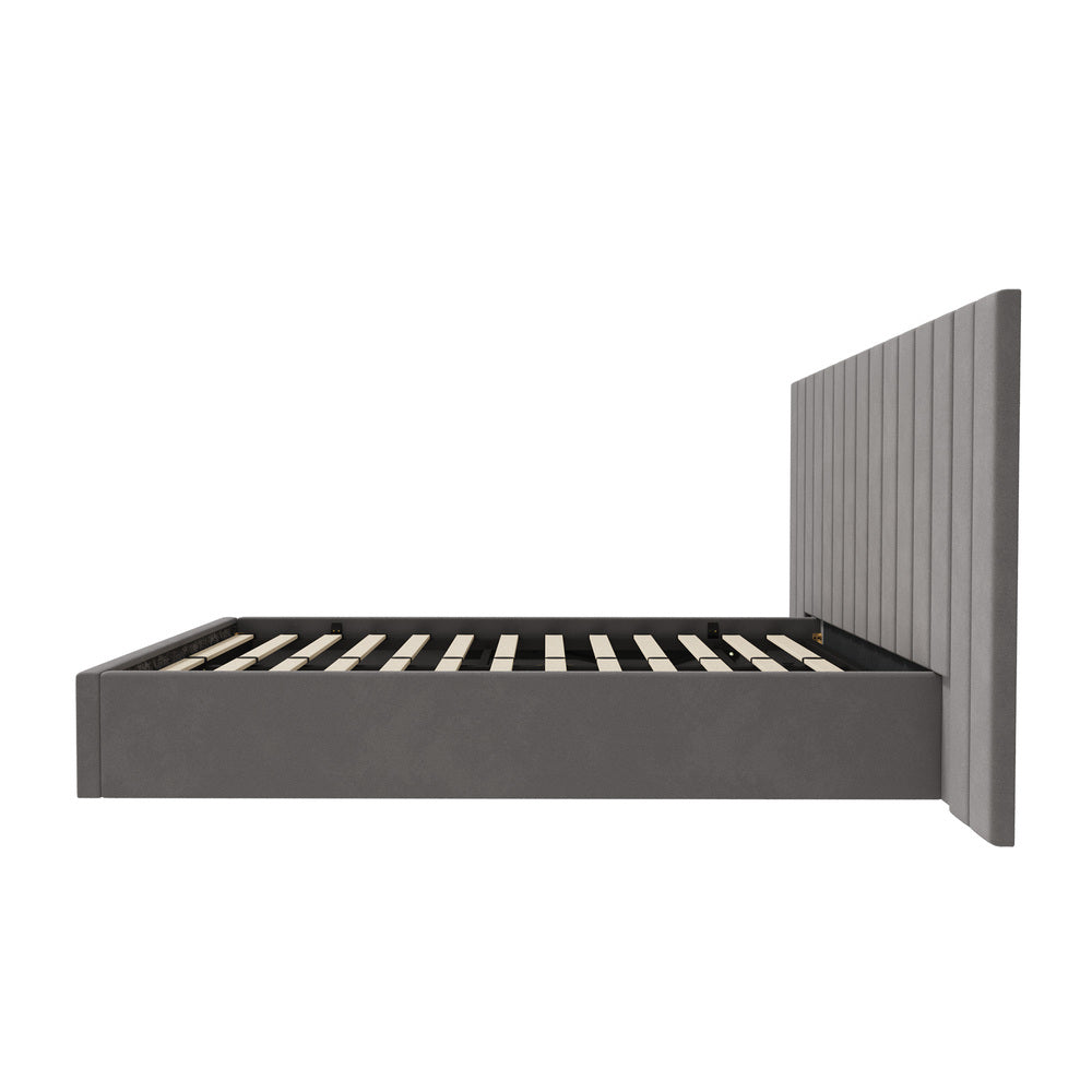 Bed Frame Double Gas Lift Storage Oversized Headboard Velvet