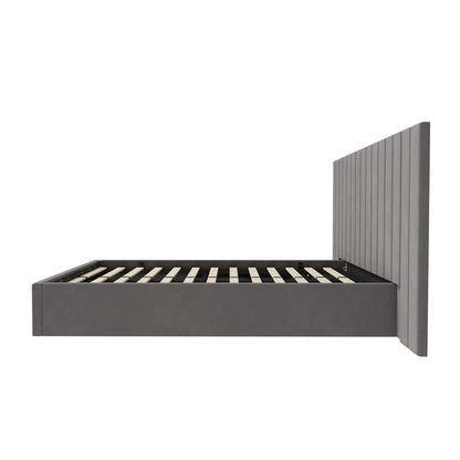 Bed Frame Double Gas Lift Storage Oversized Headboard Velvet