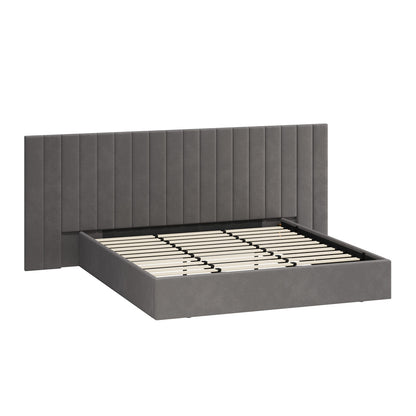 Bed Frame King Gas Lift Storage Oversized Headboard Velvet