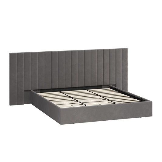 Bed Frame King Gas Lift Storage Oversized Headboard Velvet