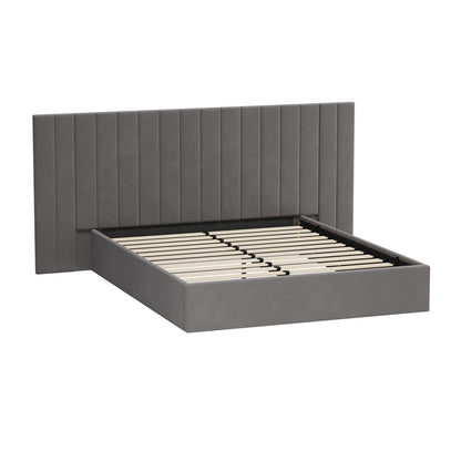 Bed Frame Queen Gas Lift Storage Oversized Headboard Velvet