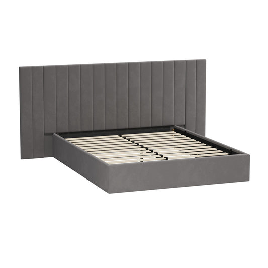 Bed Frame Queen Gas Lift Storage Oversized Headboard Velvet