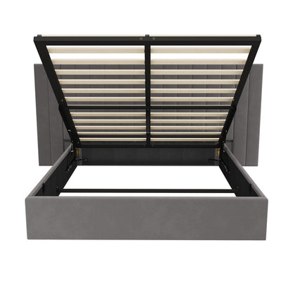 Bed Frame Queen Gas Lift Storage Oversized Headboard Velvet
