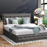 King Bed Frame with Storage Space Gas Lift Bed Mattress Base Grey