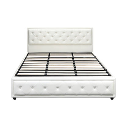 Bed Frame with Storage Space Gas Lift Bed Mattress Base White