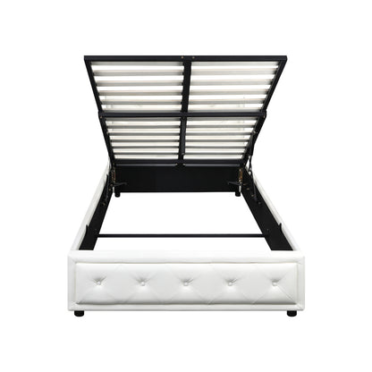 Bed Frame with Storage Space Gas Lift Bed Mattress Base White