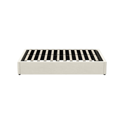 Bed Frame Queen Size Gas Lift Storage Base Velvet Cream