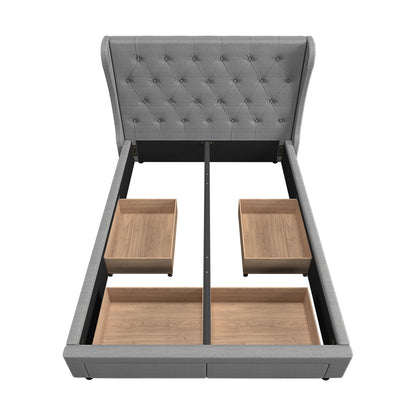 Bed Frame Double Size Frames with 4 Storage Drawers Collection