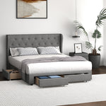 Bed Frame Double Size Frames with 4 Storage Drawers Collection