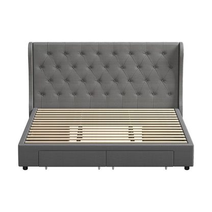 Bed Frame King Size Frames with 4 Storage Drawers