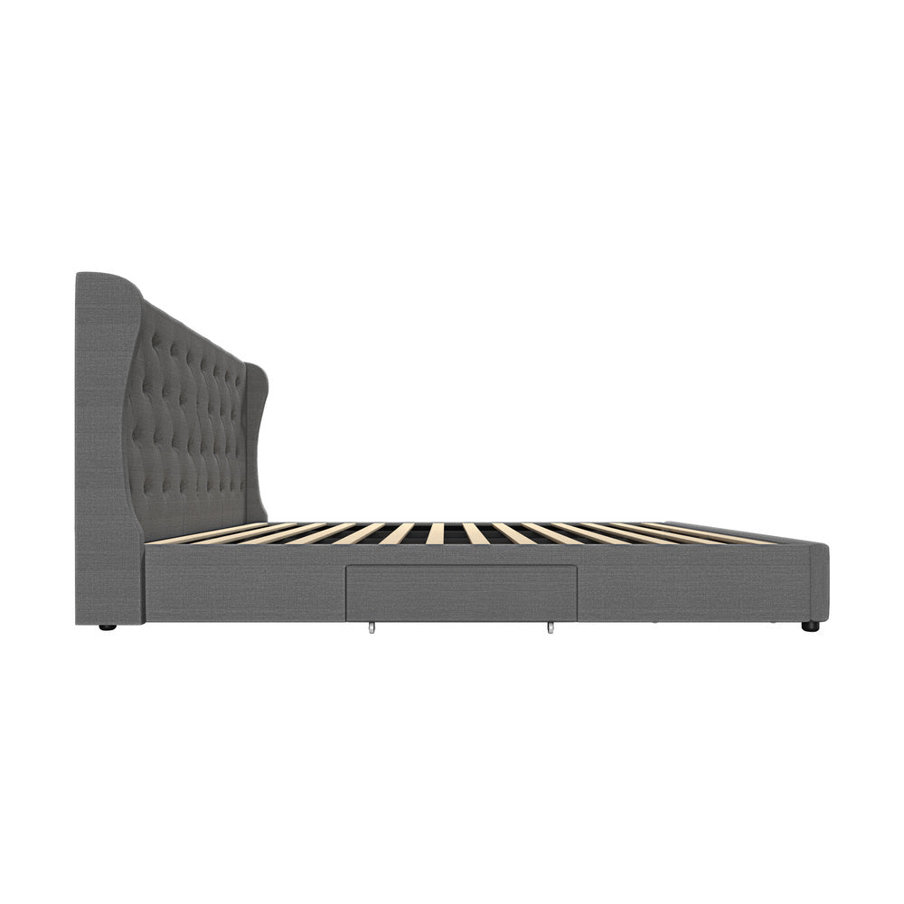 Bed Frame King Size Frames with 4 Storage Drawers