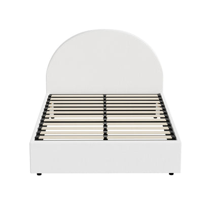 Bed Frame Double Size With Gas Lift Base PU Leather White