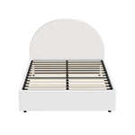 Bed Frame Double Size With Gas Lift Base PU Leather White