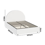 Bed Frame Double Size With Gas Lift Base PU Leather White