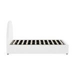 Bed Frame Double Size With Gas Lift Base PU Leather White
