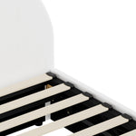 Bed Frame Double Size With Gas Lift Base PU Leather White