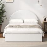 Bed Frame Double Size With Gas Lift Base PU Leather White