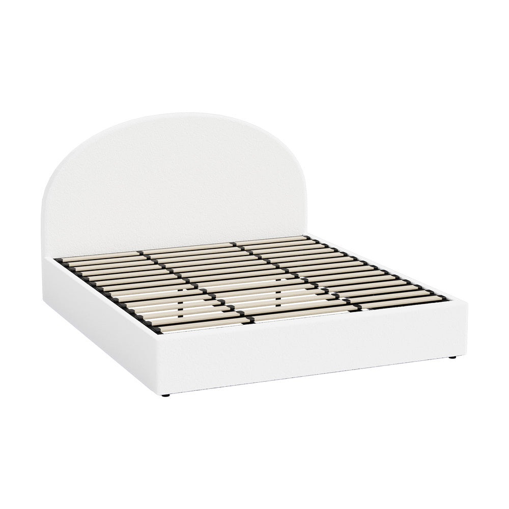King Gas Lift Bed Boucle LED Storage Frame | HomeAndLiving - 2