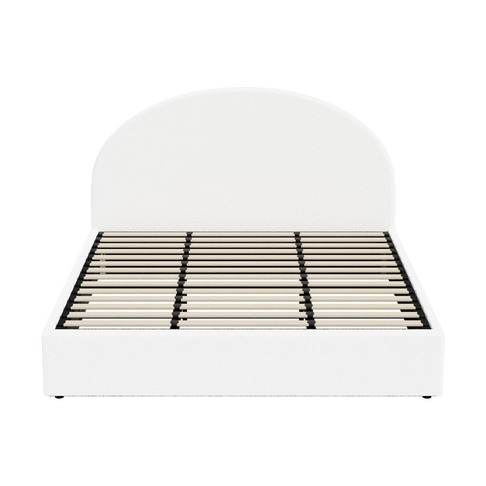 King Gas Lift Bed Boucle LED Storage Frame | HomeAndLiving - 4