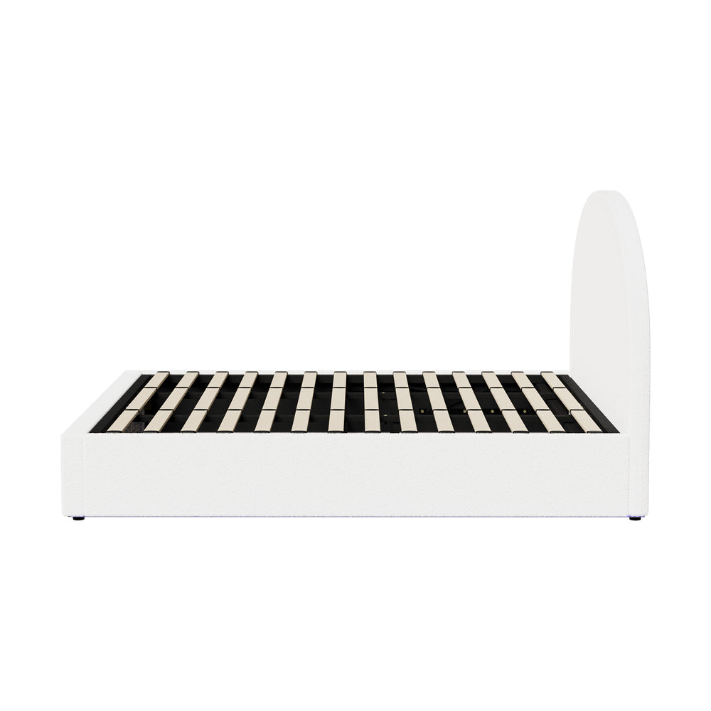 King Gas Lift Bed Boucle LED Storage Frame | HomeAndLiving - 7