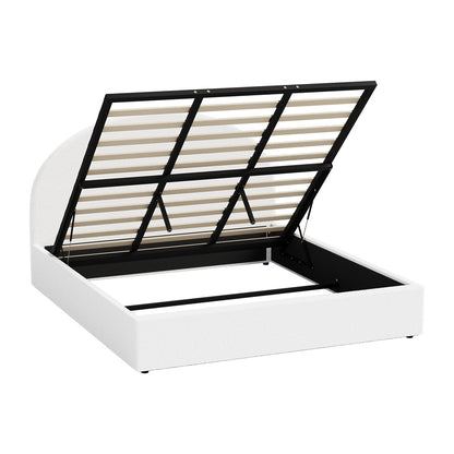 King Gas Lift Bed Boucle LED Storage Frame | HomeAndLiving - 6