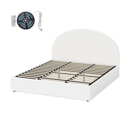 King Gas Lift Bed Boucle LED Storage Frame | HomeAndLiving - 8