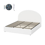 King Gas Lift Bed Boucle LED Storage Frame | HomeAndLiving