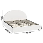 Bed Frame Double Size With Gas Lift Base PU Leather White