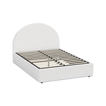 Queen Gas Lift Bed Boucle LED Storage Frame | HomeAndLiving