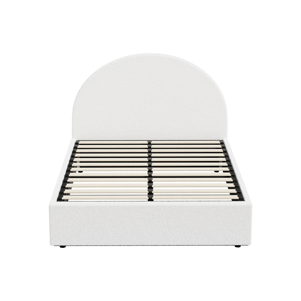 Queen Gas Lift Bed Boucle LED Storage Frame | HomeAndLiving - 4