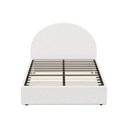 Queen Gas Lift Bed Boucle LED Storage Frame | HomeAndLiving - 4