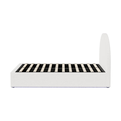 Queen Gas Lift Bed Boucle LED Storage Frame | HomeAndLiving - 7