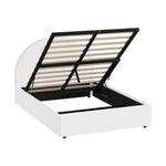 Bed Frame Double Size With Gas Lift Base PU Leather White