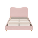 Bed Frame Double Size Pink Boucle Cloud Shape