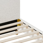 Double Size Bed Frame White Boucle Upholstered Cloud Shape Headboard
