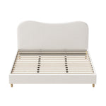King Size Bed Frame White Boucle Cloud Shape Upholstered Bedroom Furniture
