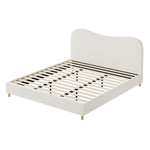 King Size Bed Frame White Boucle Cloud Shape Upholstered Bedroom Furniture