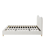King Size Bed Frame White Boucle Cloud Shape Upholstered Bedroom Furniture