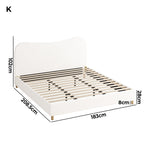 King Size Bed Frame White Boucle Cloud Shape Upholstered Bedroom Furniture