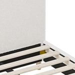 King Single Bed Frame White Boucle Upholstered Cloud Shape Headboard