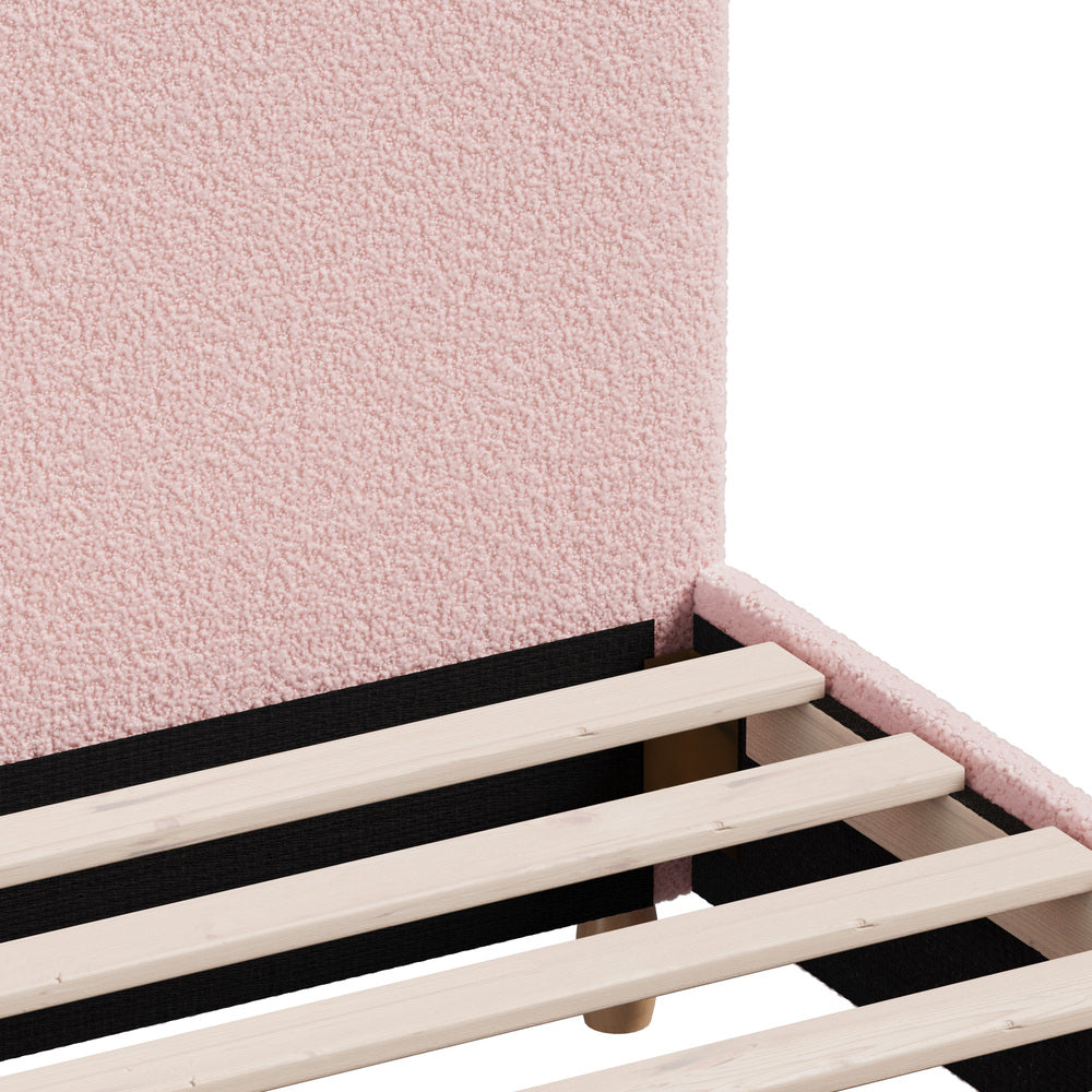 Bed Frame Queen Size Pink Boucle Cloud Shape